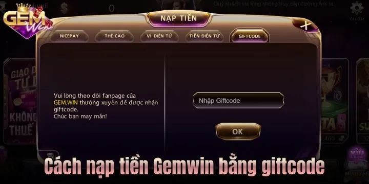 04 bước nạp tiền Gemwin bằng ví điện tử