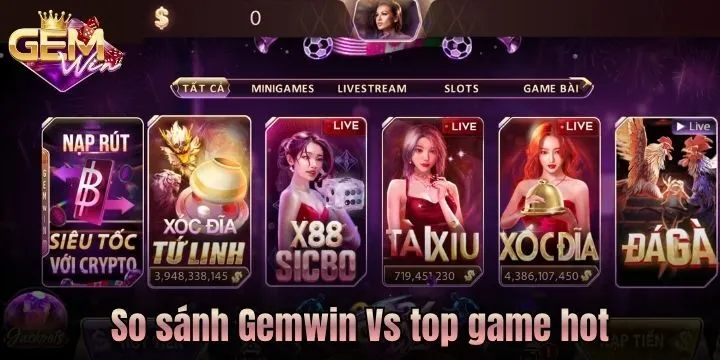 So sánh Gemwin Vs top game hot