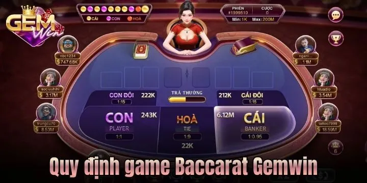 Các quy định trong ván bài Baccarat Gemwin
