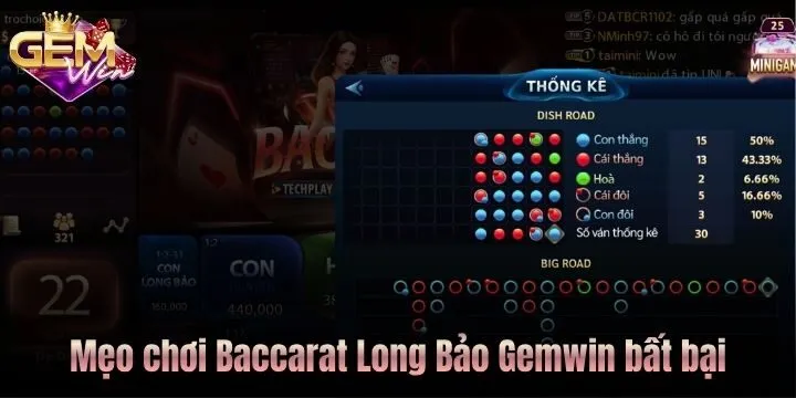 Mẹo cược Baccarat Long Bảo Gemwin luôn có lãi