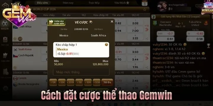 Đặt cược thể thao tại Gemwin như thế nào? 
