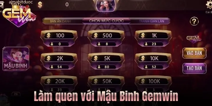 Làm quen với game bài Mậu Binh Gemwin