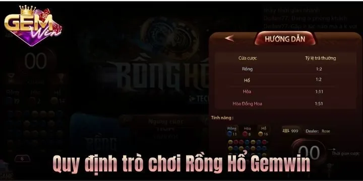 Những quy định trong trò chơi Rồng Hổ Gemwin