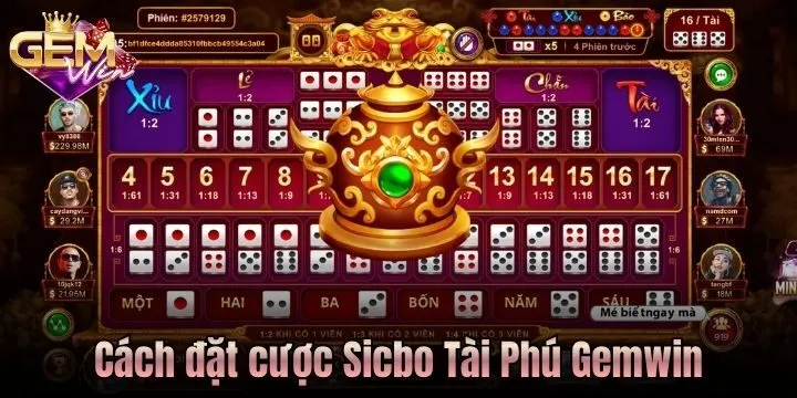 03 bước đặt cược Sicbo Tài Phú Gemwin cực đơn giản