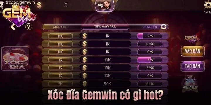 Xóc Đĩa Gemwin có gì hot? 