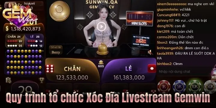 Quy trình tổ chức Xóc Đĩa Livestream Gemwin