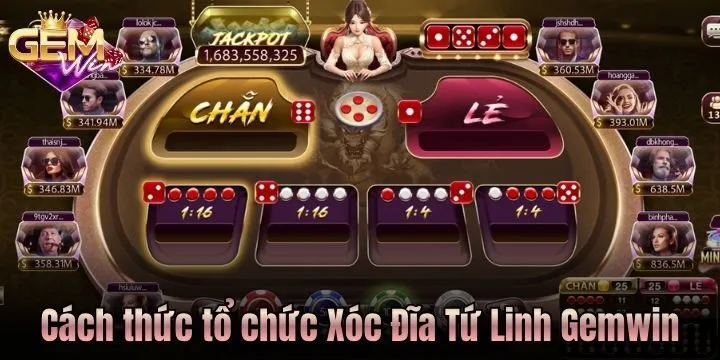 Cách thức tổ chức ván cược Xóc Đĩa Tứ Linh Gemwin